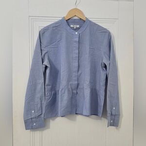 Madewell Lakeside Peplum 100% Cotton Shirt in "Waterfall Blue", size L, EUC